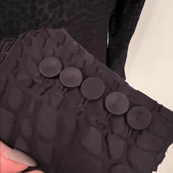 Vintage Haute Hippie Black Crocodile Pattern Silk Blend Blazer - Picture 6 of 9